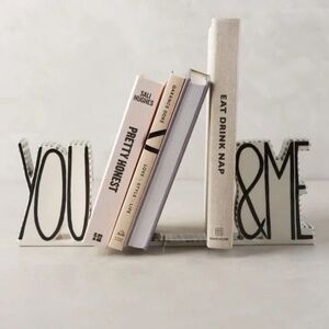 Anthropologie MOLLY HATCH You & Me Bookends Ceramic Bookshelves Book Ends Set 2